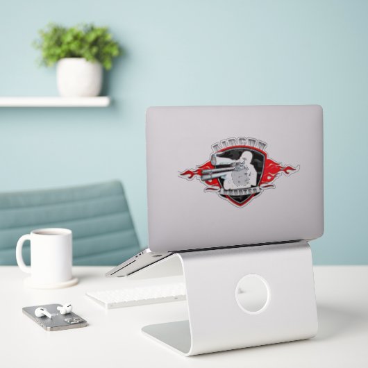 Airgun schutter Sticker (Laptop op bureau)