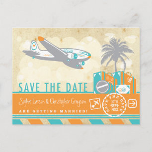 Airline Travel Illustration Sla de datum op Aankondigingskaart