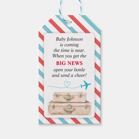Airline World Travel Baby shower Mini Bottle Favor Cadeaulabel (Voorkant)