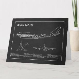 Airliner 747 - Vliegtuigblauwdruk Tekenplannen PD Bedankkaart