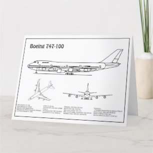 Airliner 747 - Vliegtuigblauwdruktekeningen BD Bedankkaart