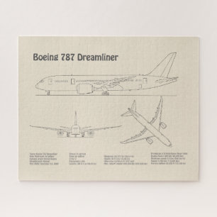 Airliner 787 - Vliegtuig Blauwdruk Tekenplannen SD Legpuzzel