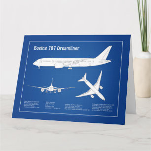 Airliner 787 - Vliegtuigblauwdruk Tekenplan ABD Bedankkaart