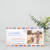 Airmail Beach Wedding Save the Date Photo Card (Staand voorkant)