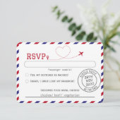Airmail Destination Wedding RSVP Kaartje (Staand voorkant)