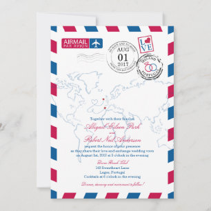 Airmail Heart Ierland en Portugal Wedding Kaart