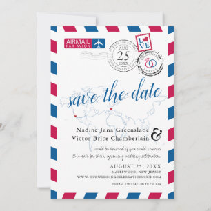 Airmail Heart Los Angeles en France Save the Date