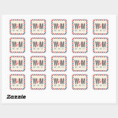 Airmail Monogram Bruiloft Favor Sticker (Vel)