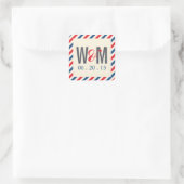 Airmail Monogram Bruiloft Favor Sticker (Tas)