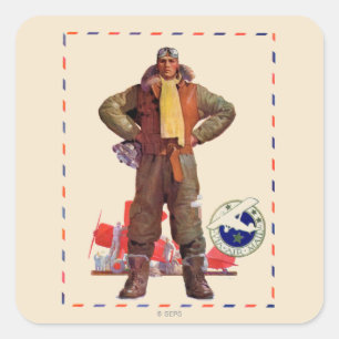 Airmail Pilot Vierkante Sticker
