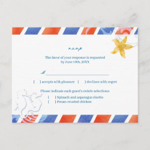 Airmail SeaHorse Beach Wedding Menu Keuze RSVP