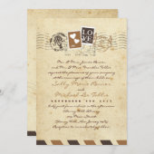  Airmail Stamps Love Letter Uitnodiging (Voorkant / Achterkant)