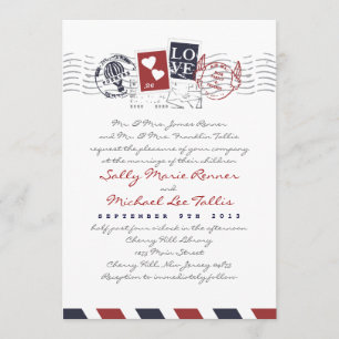 Airmail Stamps Love Letter Weduwen Uitnodiging