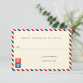 Airmail Wedding Response RSVP Kaartje (Staand voorkant)