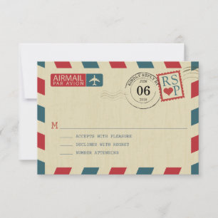  Airmail Wedding RSVP Kaart