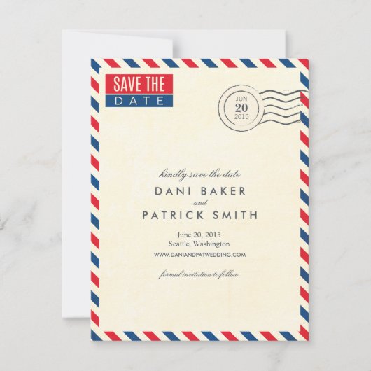 Airmail Wedding Save the Date (Voorkant)