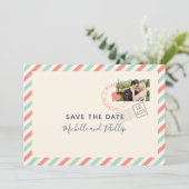  Airmail Wedding sparen de foto van de Datum Save The Date (Staand voorkant)