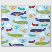 Airplane Aviation Theme Gift Wrap Cadeaupapier (Vlak)