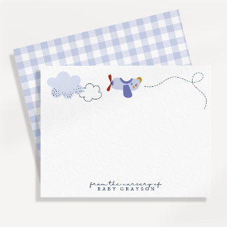 Airplane Baby Boy Nursery Note Card Kaart