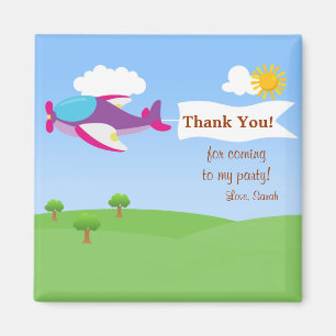 Airplane Banner Girl Bedankt Magnet Magneet