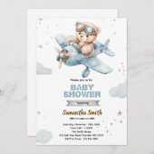 Airplane Bear Baby Shower Invitation (Devant / Derrière)