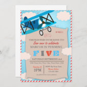 Airplane Birthday Invitation for Pilot Vais (Devant / Derrière)