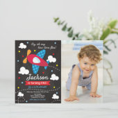 Airplane Birthday Photo Invitation | Time Files (Debout devant)