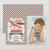Airplane Birthday Photo Invitation / Time Flies (Devant / Derrière)