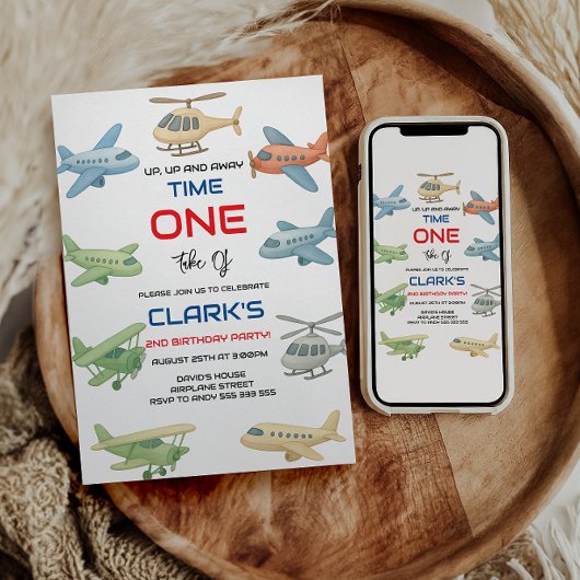 Airplane Boy 1st Birthday | Fun Sky Theme Party Kaart