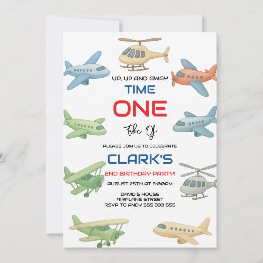 Airplane Boy 1st Birthday | Fun Sky Theme Party Kaart (Voorkant)