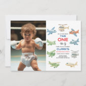 Airplane Boy 1st Birthday | Fun Sky Theme Party Kaart (Voorkant)
