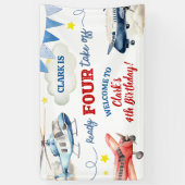 Airplane Boy 4th Birthday Large Banner (Verticaal)