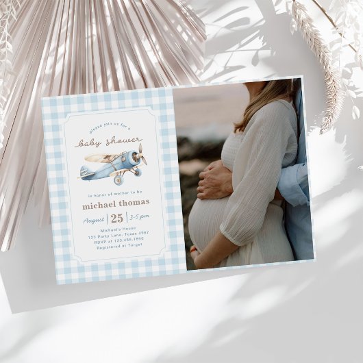  Airplane Boy Baby shower Foto Kaart