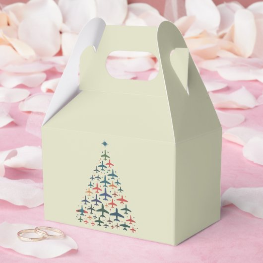Airplane Christmas Tree Retro Pilot Flying Flight  Bedankdoosjes (Huwelijk)
