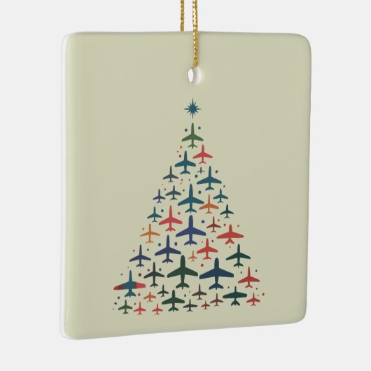 Airplane Christmas Tree Retro Pilot Flying Flight  Keramisch Ornament (Rechts)