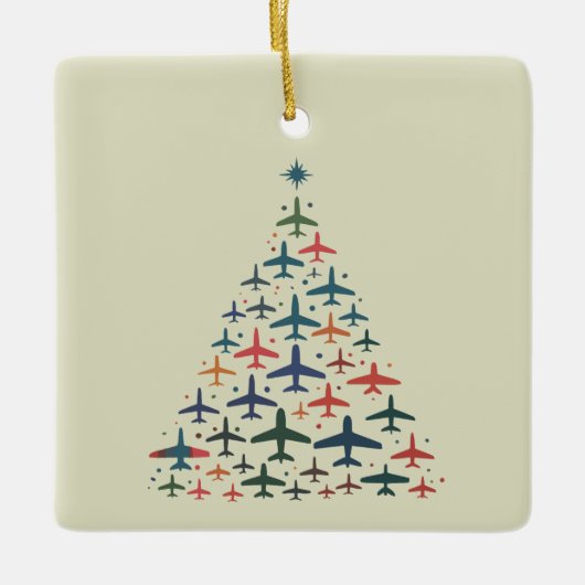 Airplane Christmas Tree Retro Pilot Flying Flight  Keramisch Ornament (Voorkant)