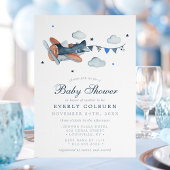  Airplane Clouds Boy Baby shower Kaart