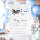  Airplane Clouds Boy Baby shower Kaart