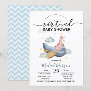 Airplane Dino Zigzag Virtuele Baby Shower Kaart