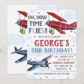 Airplane Invitation Boy Airplane Birthday Party Kaart (Voorkant / Achterkant)