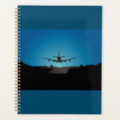 Airplane Landing Silhouette bij nacht Planner (Voorkant)