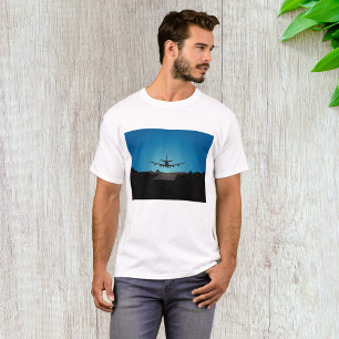 Airplane Landing Silhouette bij nacht T-shirt