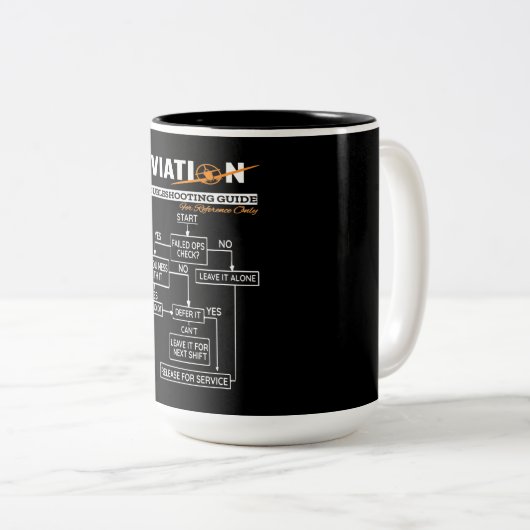 Airplane Pilot Aviation Trouble Shoog Guide Tweekleurige Koffiemok (Voorkant rechts)