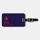 Airplane Red Airline Aviation Monogrammed  Bagagelabel (Voorkant horizontaal)