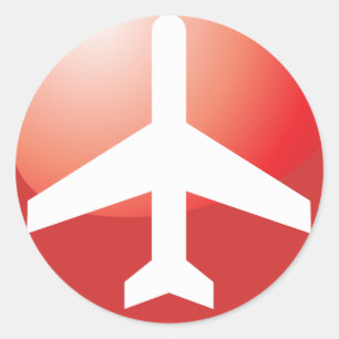 Airplane Red Easy Button Ronde Sticker