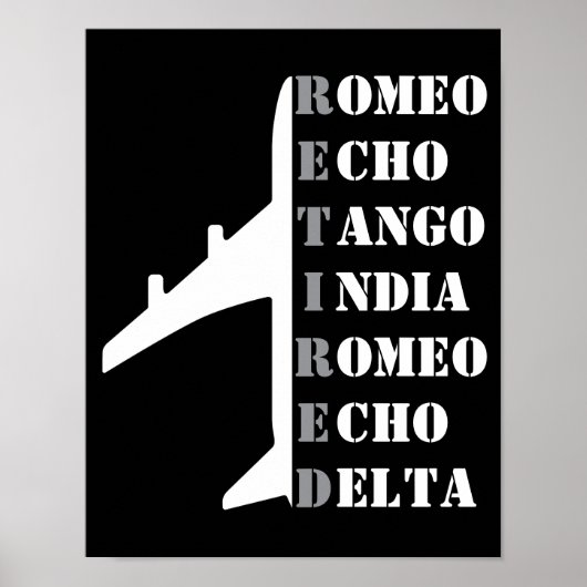 Airplane Retired Nato Phonetic Alphabet Aviation Poster (Voorkant)