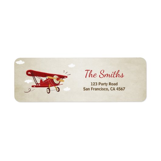 Airplane Return Address Label Planed Adventure (Voorkant)