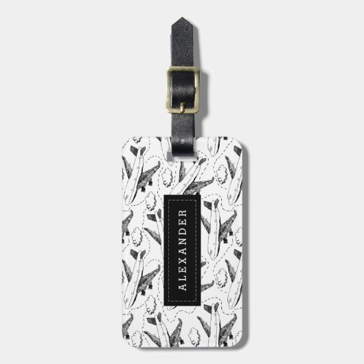 Airplane Sketch, op maat gemaakt Bagagelabel (Voorkant verticaal)