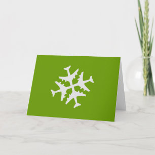 Airplane Snowflake Feestdagen Kaart