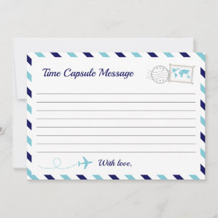 Airplane Time Capsule Baby Boy Shower 1 zaterdag Advieskaart